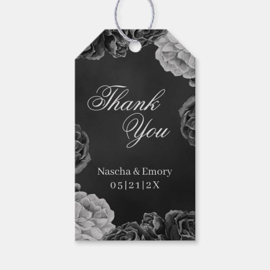 Étiquettes-cadeau Aquarelle gothique foncé Mariage Merci (Devant)