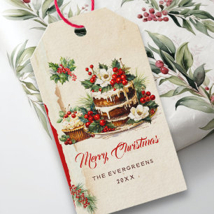 Étiquettes-cadeau Aquarelle Greens Holly Berries Joyeux Noël