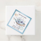 Étiquettes Cadeau Aquarelle Hélicoptère bleu (En situation)