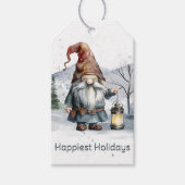 Étiquettes-cadeau Aquarelle hiver Gnome de Noël (Devant)