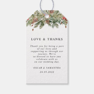 Étiquettes-cadeau Aquarelle Hiver Pine verte Arbre et Pine Cône