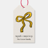 Étiquettes-cadeau Aquarelle Jaune Or Sketch Bow (Devant)