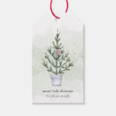 Étiquettes-cadeau Aquarelle Joyeux Petit Arbre de Noël (Devant)