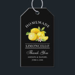 Étiquettes-cadeau Aquarelle Lemons Limoncello Merci noir<br><div class="desc">Elégant Aquarelle Citrons fait maison Limoncello Mariage Mercis Tags - Noir</div>