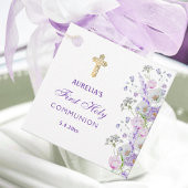 Étiquettes Cadeau Aquarelle Lilac Fleurs Première communion