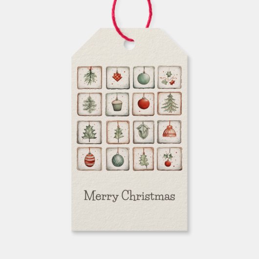 Étiquettes-cadeau Aquarelle Lineart Motif de Noël (Dos)