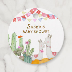 Étiquettes Cadeau Aquarelle Llama Desert Cactus Fiesta Baby shower