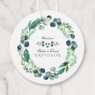 Étiquettes Cadeau Aquarelle luxuriante Eucalyptus Mariage de verdure