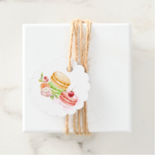 Étiquettes Cadeau Aquarelle Macarons avec cerise