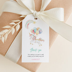 Étiquettes-cadeau Aquarelle magique Unicorn Merci Favor