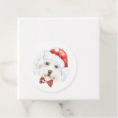 Étiquettes Cadeau Aquarelle Maltese à Santa Hat Noël (En situation)