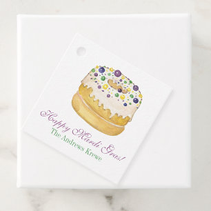 Étiquettes Cadeau Aquarelle Mardi Gras King Cake