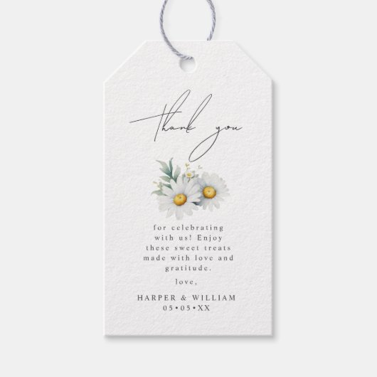 Étiquettes-cadeau Aquarelle marguerite merci (Devant)