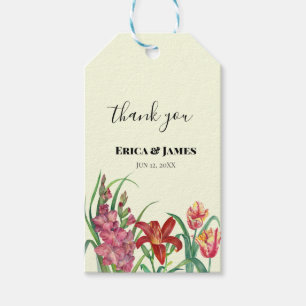 Étiquettes-cadeau Aquarelle mariage Lumineuse Gladioli Tulips Lily