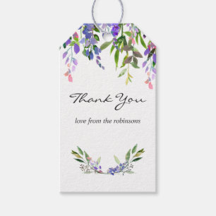 Étiquettes-cadeau Aquarelle Mariage ultra violet Merci floral