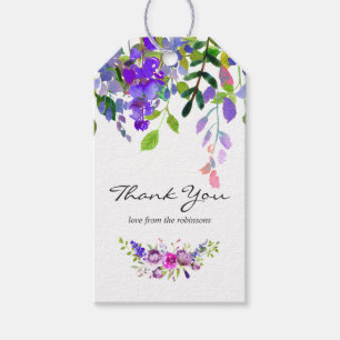 Étiquettes-cadeau Aquarelle Mariage ultra violette Merci floral G