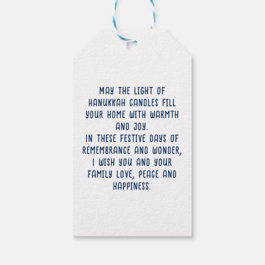 Étiquettes-cadeau Aquarelle Menorah Happy Hanoukka (Dos)