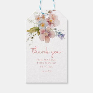 Étiquettes-cadeau Aquarelle Merci floral rose pâle