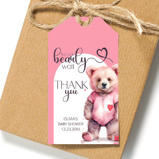 Étiquettes-cadeau Aquarelle mignon ours Baby shower Merci