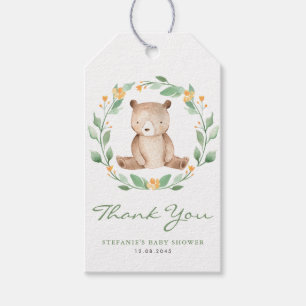 Étiquettes-cadeau Aquarelle mignonne Ours de Bébé Verdure Wreath Ann