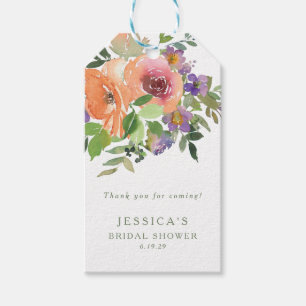 Étiquettes-cadeau Aquarelle minimaliste Fête des mariées florale ora