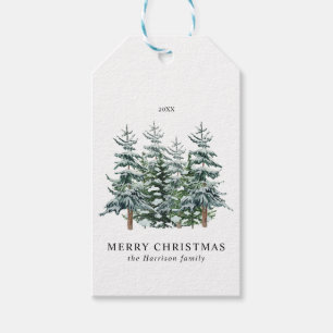 Étiquettes-cadeau Aquarelle moderne Arbre de Noël Non photo