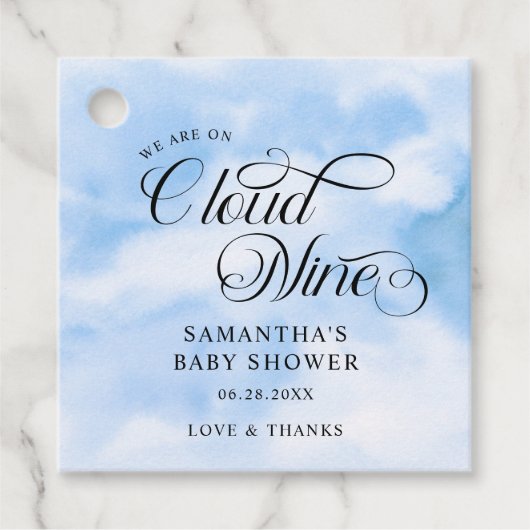 Étiquettes Cadeau Aquarelle moderne Blue Cloud Neuf Baby shower (Devant)