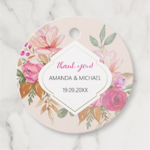 Étiquettes Cadeau Aquarelle moderne Boho arrangement floral