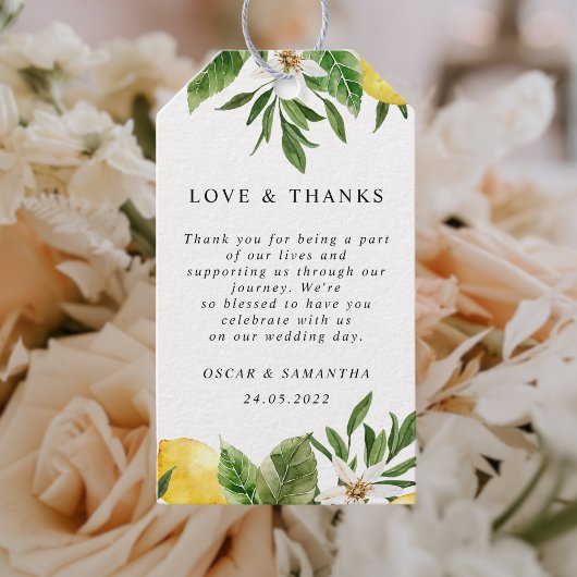 Étiquettes-cadeau Aquarelle moderne Citrons et feuilles jaunes