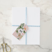Étiquettes-cadeau Aquarelle moderne Fleurs roses Monogrammes (Avec de laficelle)