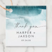 Étiquettes Cadeau Aquarelle moderne | Mots clés Turquoise Favor Merc (Devant)