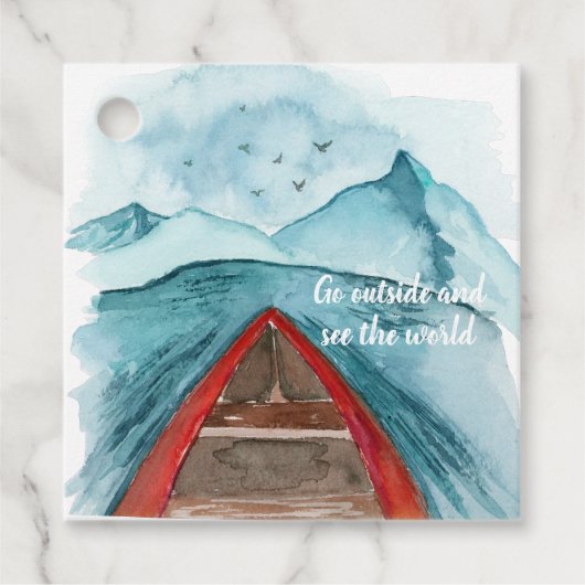 Étiquettes Cadeau Aquarelle Moderne Nature Voir La Devis Mondiale (Devant)