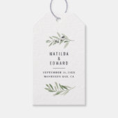 Étiquettes-cadeau Aquarelle moderne olive botanique de mariage faveu (Devant)