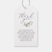 Étiquettes-cadeau Aquarelle moderne olive botanique de mariage faveu (Dos)