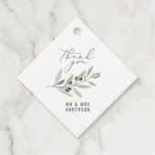 Étiquettes Cadeau Aquarelle moderne olive botanique de mariage faveu (Devant)