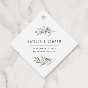 Étiquettes Cadeau Aquarelle moderne olivier branche mariage