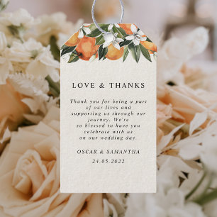 Étiquettes-cadeau Aquarelle moderne orange et fleurs 