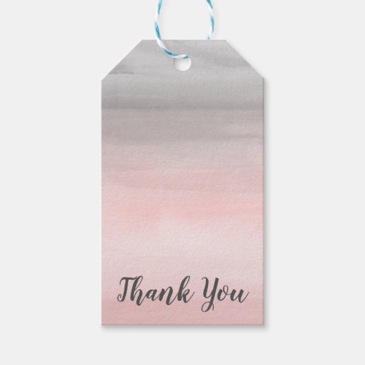 Étiquettes-cadeau Aquarelle moderne rose et gris brillant Ombre (Devant)
