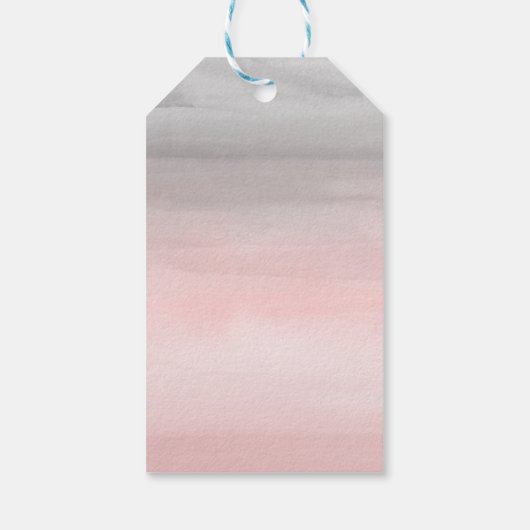 Étiquettes-cadeau Aquarelle moderne rose et gris brillant Ombre (Dos)