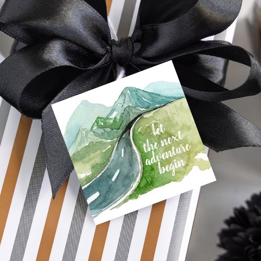 Étiquettes Cadeau Aquarelle Nature Commençons la prochaine aventure