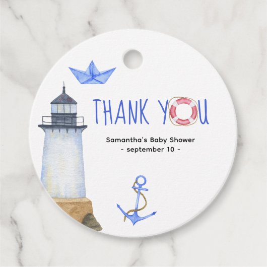 Étiquettes Cadeau Aquarelle nautique - merci (Devant)