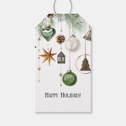 Étiquettes-cadeau Aquarelle neutre Noël de Noël (Devant)