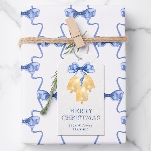 Étiquettes-cadeau Aquarelle Noël ou cloches Mariages