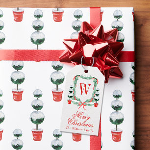 Étiquettes-cadeau Aquarelle Noël Topio Cimier Monogramme