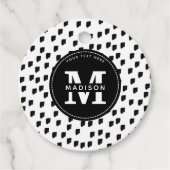 Étiquettes Cadeau Aquarelle noire et blanche Pinceau Monogramme (Devant)