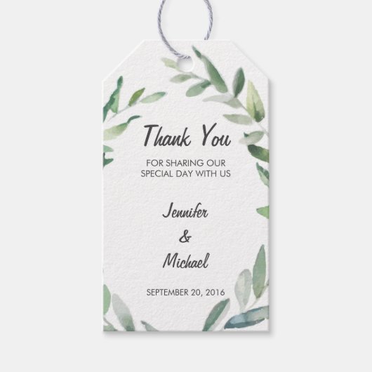 Étiquettes-cadeau Aquarelle olivier branche feuille mariage Merci (Devant)