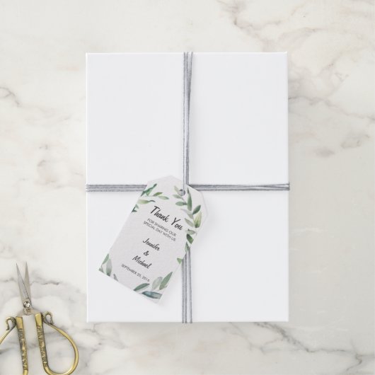Étiquettes-cadeau Aquarelle olivier branche feuille mariage Merci (Avec de la ficelle)