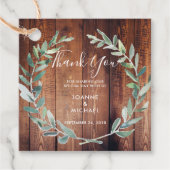 Étiquettes Cadeau Aquarelle olivier feuille bois Mariage Merci (Devant)