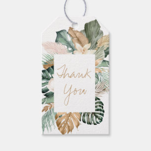 Étiquettes-cadeau Aquarelle Or Merci Tropical