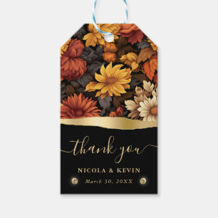 Étiquettes-cadeau Aquarelle orange Brown Feuilles de automne Mariage